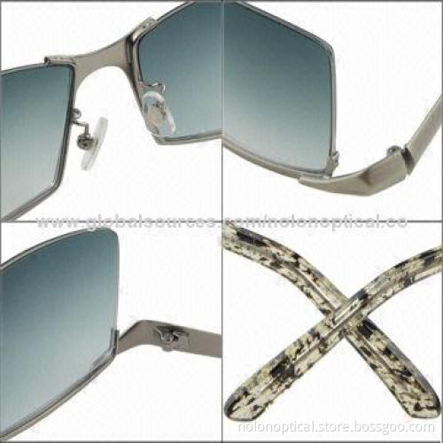 Metal Sunglasses with Marble Temple, Customized Logos Available